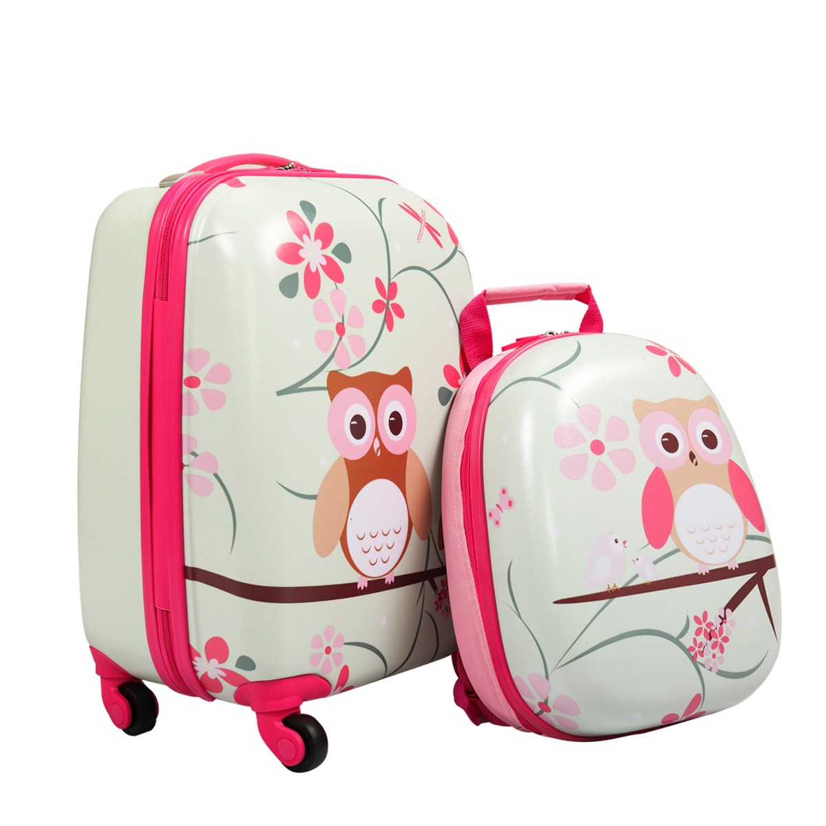 Jaxpety Owl Kids Travel Hard Shell Suitcase Set W/Backpack