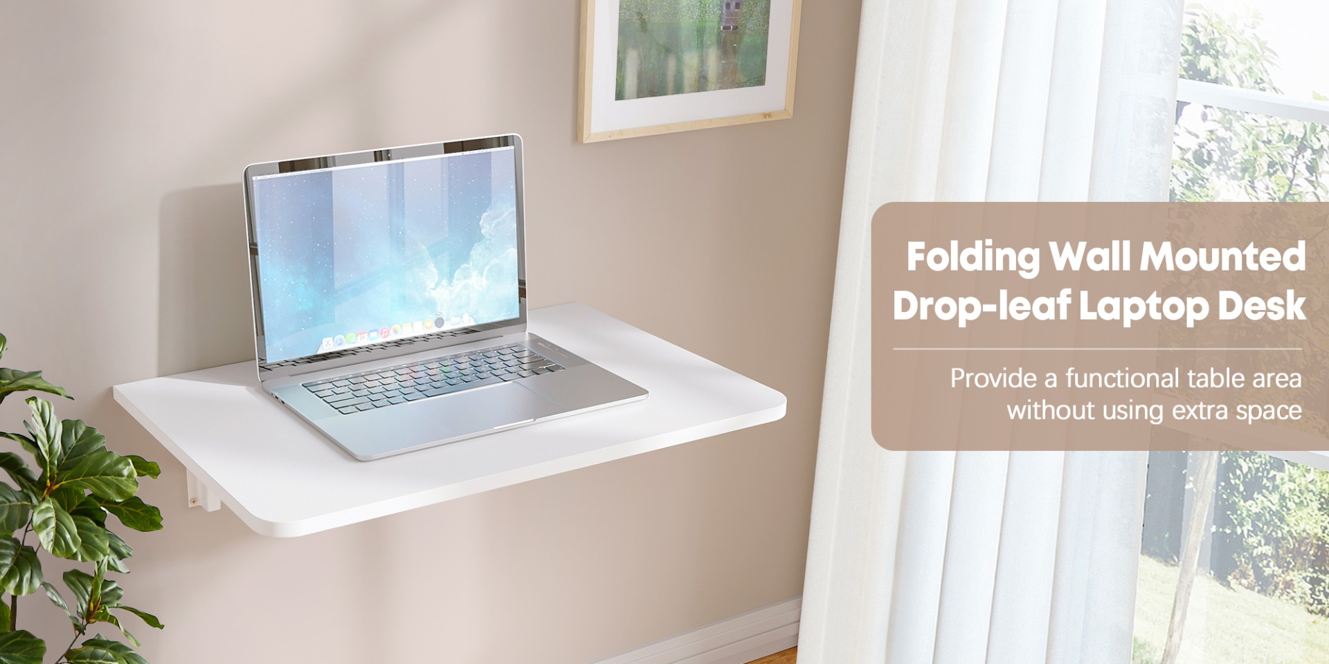Folding Wall Mounted Drop leaf Laptop Desk with Brackets