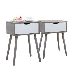 Nightstand Set of 2 Modern End Table Bedside Tables for Bedroom Living Room Office Storage
