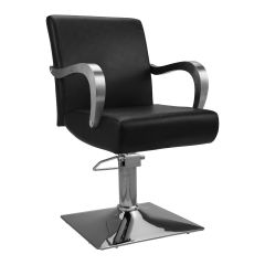Hydraulic Barber Salon Chair for Hair Salon 360°Rolling Swivel Hair Styling Chair with Footrest and Silver Square Base, Black