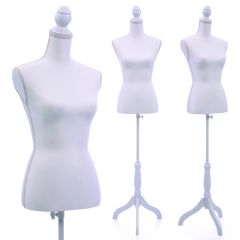 Female Mannequin Torso Clothing Display Rack, White 