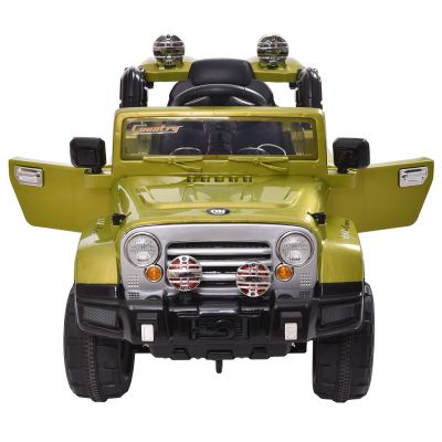 Kids Fashionable Jeep Ride Car W/Parental Remote Control For Electric Truck -Green