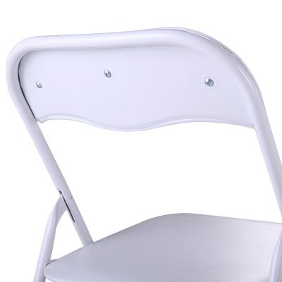  Outdoor Stackable Folding Board Chair For Wedding&Camp Party-White-set of 6