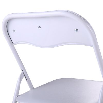  Outdoor Stackable Folding Board Chair For Wedding&Camp Party-White-set of 5