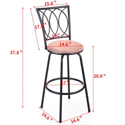 Adjustable Metal Swivel Bar Stool W/Upholstered Seat