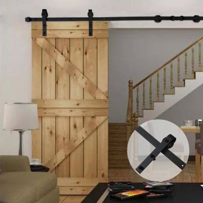 6 Ft. Iron Sliding Barn Door Hardware Kit for Single Door