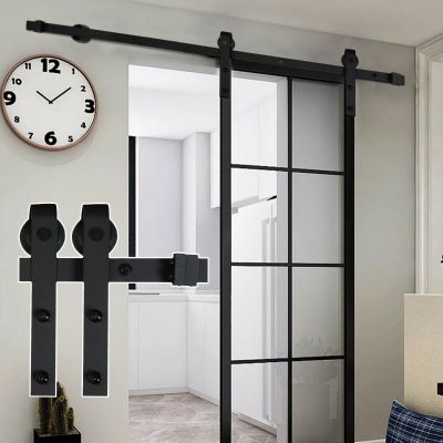 6.6 Ft. Single Barn Door Hardware Set W/ Floor Guide
