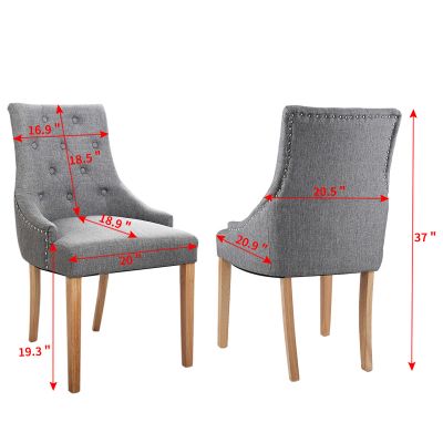 Small Nailhead Trim Upholstery Dining Chair 2pcs
