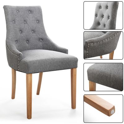 Small Nailhead Trim Upholstery Dining Chair 2pcs