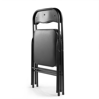  Outdoor Stackable Folding Board Chair For Wedding&Camp Party-Black-set of 6