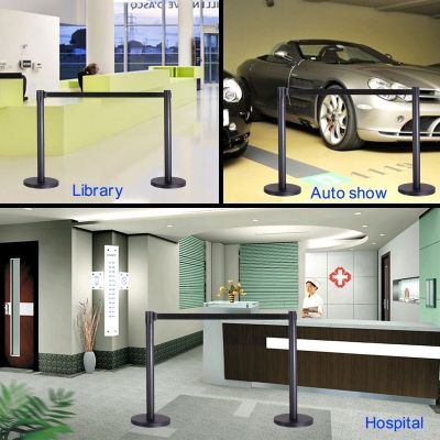 Retractable Stanchion Safety Belt Barrier W/Post