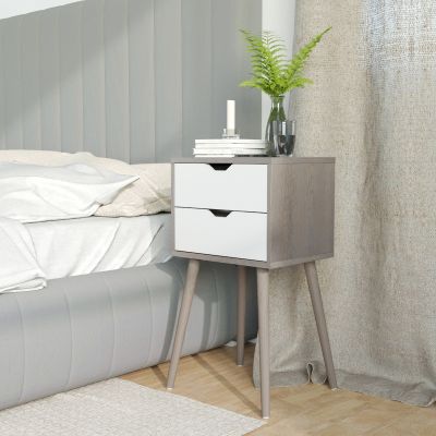 Finished 2 Drawer Gray Nightstand Set of 2