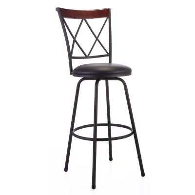 24 & 30 inch Brown Leather Bar Stools W/Back, 3 pcs