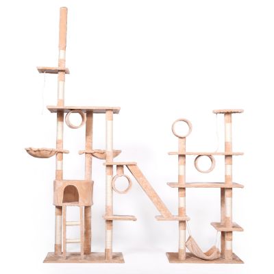 8 ft Large Cat Tower Play Furniture W/Ramp, Hammock