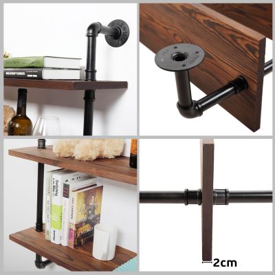 3 Tier Industrial Retro Wall Mount Iron Pipe Shelves