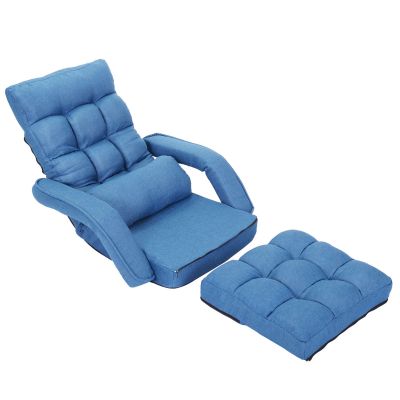 Navy Foldable Single Futon Reclining Floor Sofa Bed