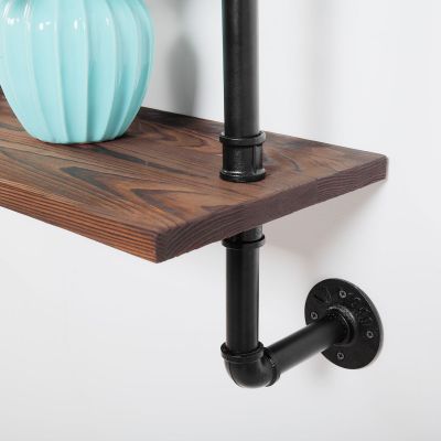 Industrial Wall-Mounted Floating Wood Shelves 