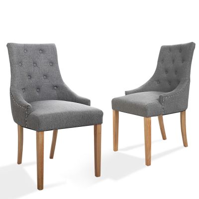 Small Nailhead Trim Upholstery Dining Chair 2pcs