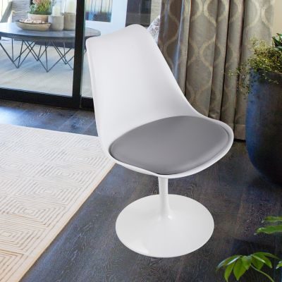 Swivel Tulip Dining Chairs W/Upholstered Seat