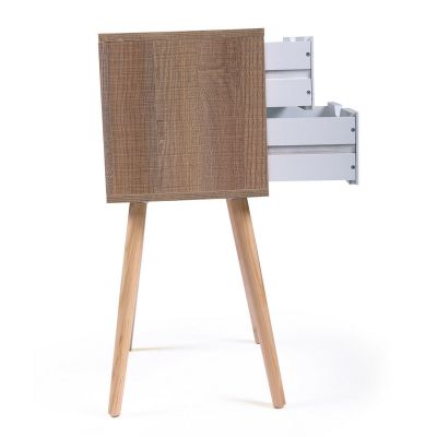 2 Pcs Modern Wood White Minimalist Bedside Table