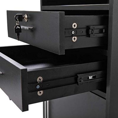 Black Hair Styling Salon Cabinet Station w/ Caster