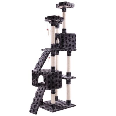 Eco-friendly Pawprint Kitty Climbing 4 Tier Cat Tree