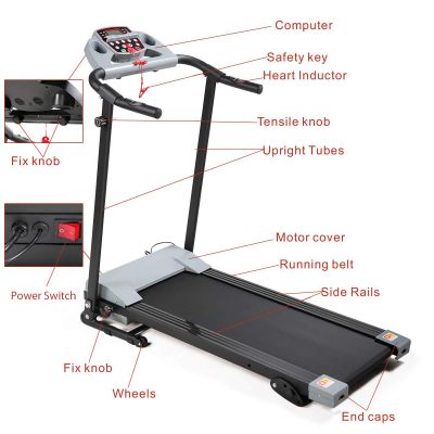 2.0HP Electric Gym Treadmill W/Flat & Incline Running