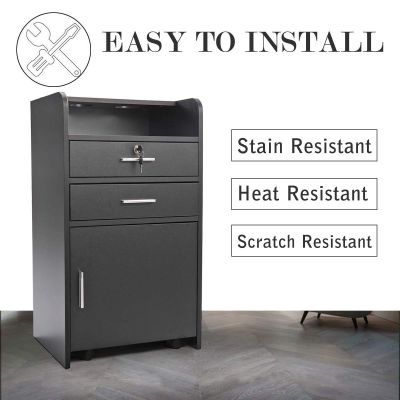 Black Hair Styling Salon Cabinet Station w/ Caster