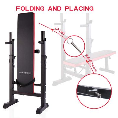 Incline-able Fitness Weight Lifting Bench W/Barbell Rack For Strength Training-Black&Red