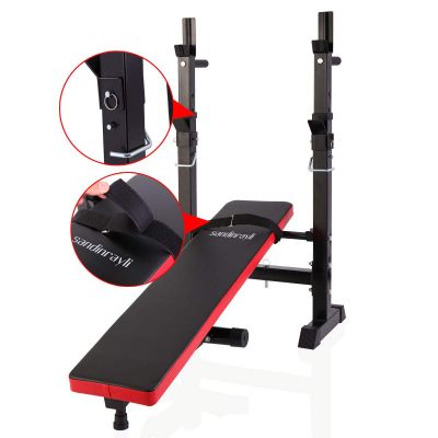 Incline-able Fitness Weight Lifting Bench W/Barbell Rack For Strength Training-Black&Red