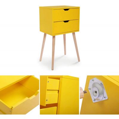 Dayton Mustard Yellow 2-Drawer Nightstand Set of 2