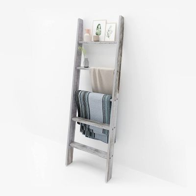 4.5 ft Wooden Leaning Blanket Quilt Rack Ladder