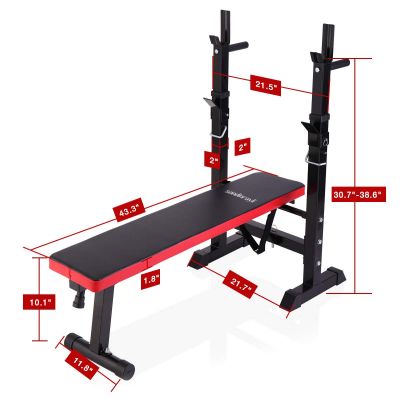 Incline-able Fitness Weight Lifting Bench W/Barbell Rack For Strength Training-Black&Red