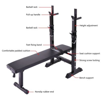 Incline-able Fitness Weight Lifting Bench W/Barbell Rack