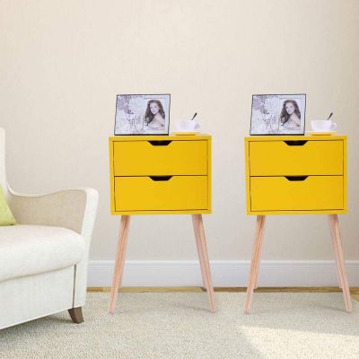 Dayton Mustard Yellow 2-Drawer Nightstand Set of 2