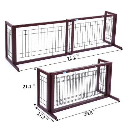 Width-Adjusted Freestanding Sliding Wood Dog Gate