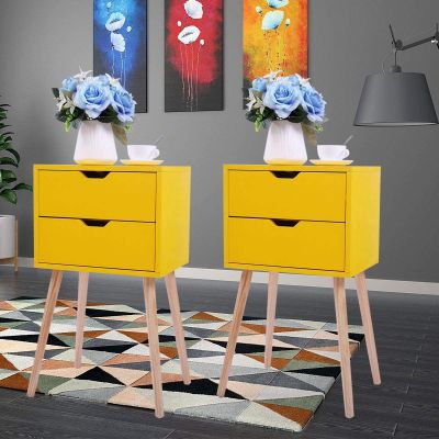 Dayton Mustard Yellow 2-Drawer Nightstand Set of 2