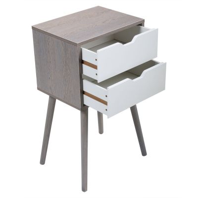 Finished 2 Drawer Gray Nightstand Set of 2