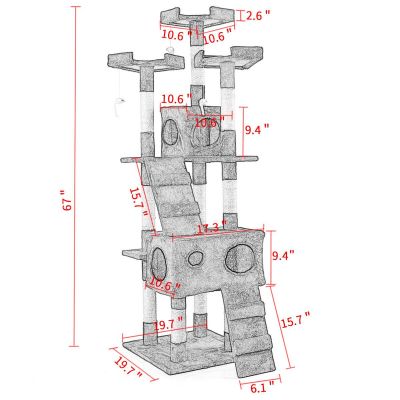 Eco-friendly Pawprint Kitty Climbing 4 Tier Cat Tree