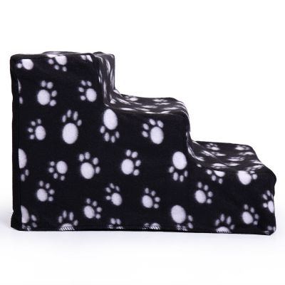 Pet Paw-Print Dog 3 Step Stairs W/Fleece Cover