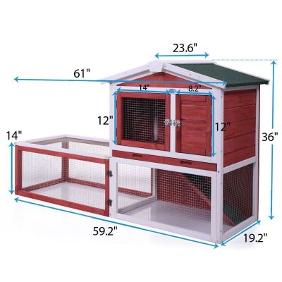 Backyard Chicken Coop W/2 Fence Enclosure Run