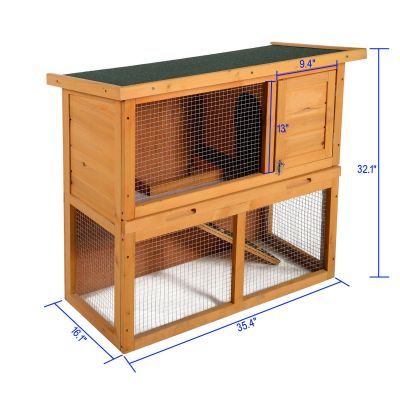 2 Tiers Wooden Chicken Coop Roosting Rabbit House