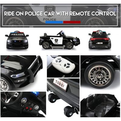 Electric Kids Ride On Police Car W/Alarm Light, Megaphone
