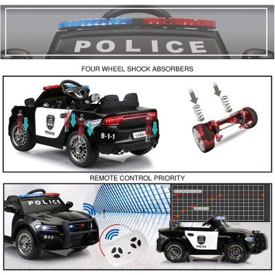 Electric Kids Ride On Police Car W/Alarm Light, Megaphone