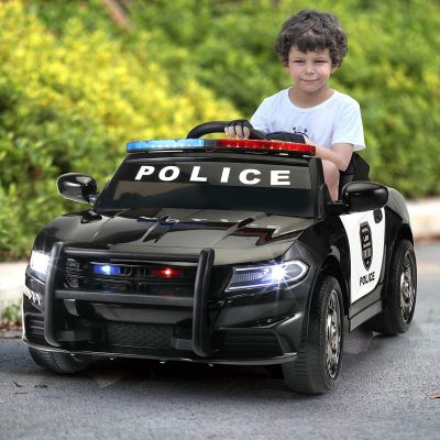 Electric Kids Ride On Police Car W/Alarm Light, Megaphone