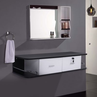 Modern White + Black Salon Wall Cabinet Spa Storage