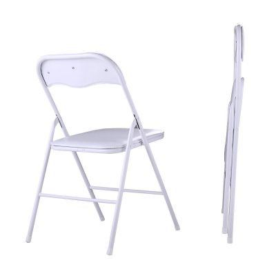  Outdoor Stackable Folding Board Chair For Wedding&Camp Party-White-set of 6