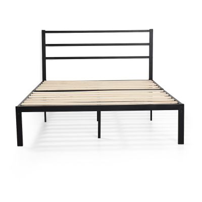 39”High Metal + Wood Full Bed Frame W/ Headboard