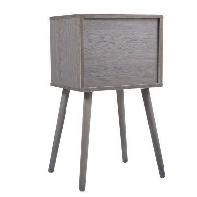 Finished 2 Drawer Gray Nightstand Set of 2