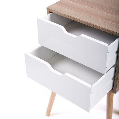 2 Pcs Modern Wood White Minimalist Bedside Table